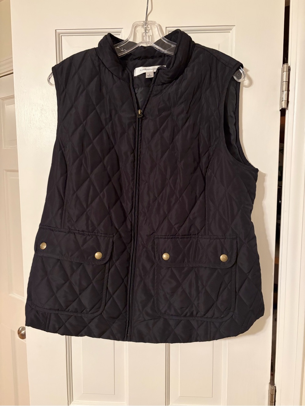 croft & barrow Black Quilted Snap-Pocket Vest
